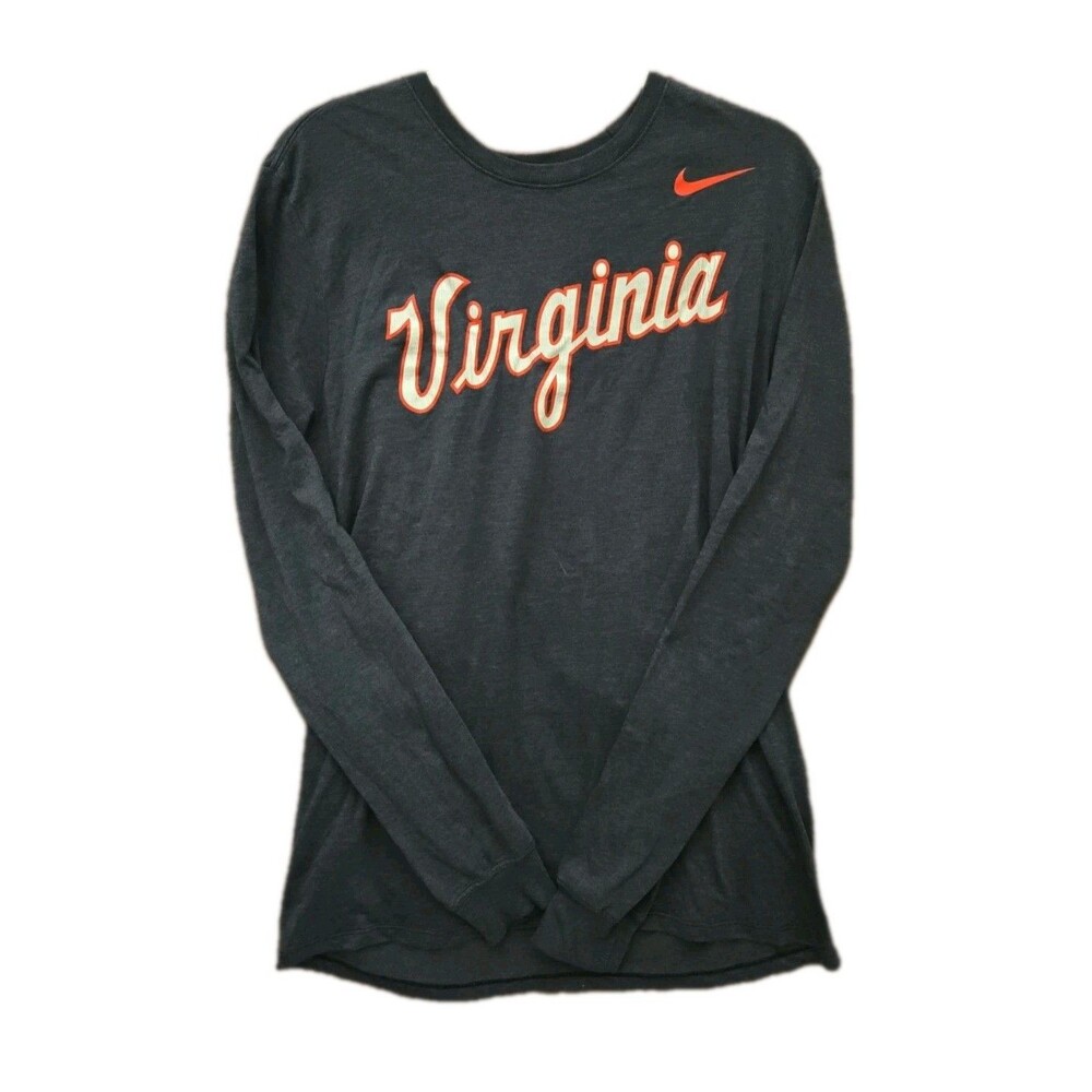 Virginia The Nike Tee Long Sleeve Gray T-Shirt Size Medium M Athletic Cut